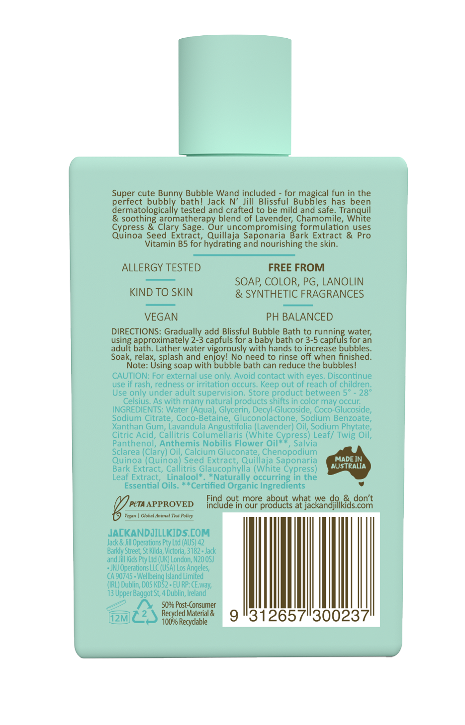 Jack N' Jill Bubble Bath with Bubble Wand - Natural 300mL (green)